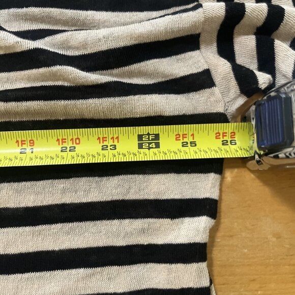Eileen Fisher Woman Black and Beige Striped Round Neck Sweater Top Sz XL Linen - Picture 6 of 9